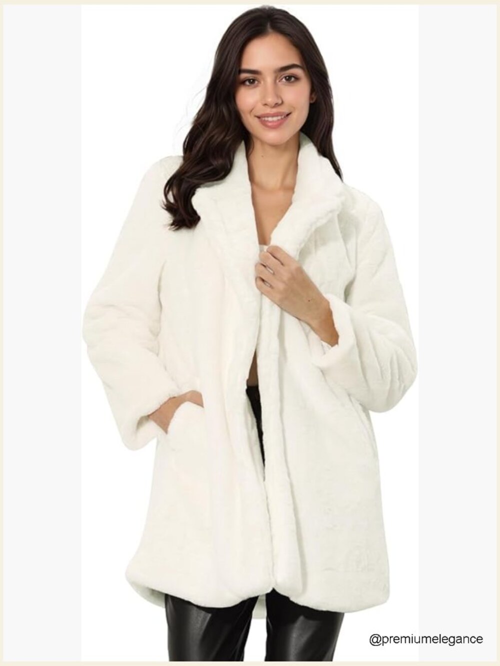 Faux Fur Coat Lapel Overcoat Long Fluffy Open Front Jacket Winter